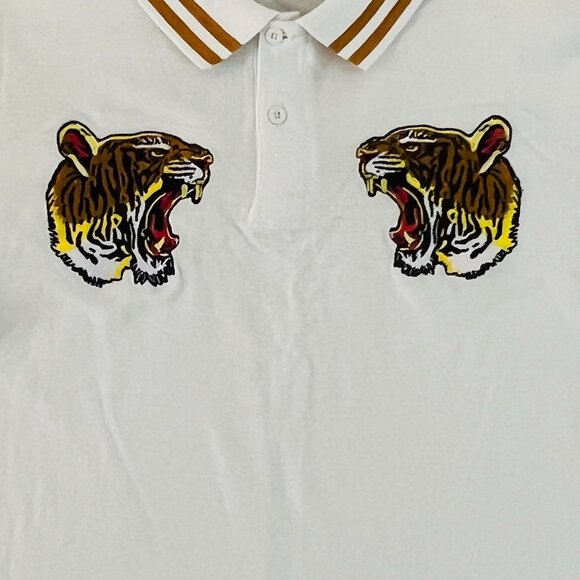 Arketype Polo Shirt Mens XL Tiger Embroidery Golden Stripe Streetwear Hype Hip - Picture 4 of 9